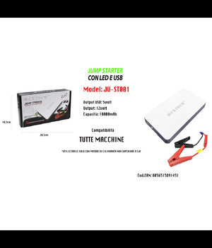 Avviatore Portatile Compatto Jump Starter Con Led Usb 10000mah Maxtech Ju-st001         