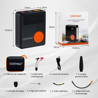 Avviatore di emergenza con compressore d'aria, 2000A avviatore di batteria per auto 12V con gonfiatore digitale-Accessori per veicoli