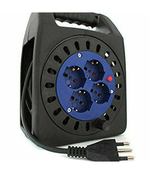 Avvolgicavo Elettrico Prolunga Corrente Avvolgi Cavo 15 Metri 4 Prese Schuko 2p         