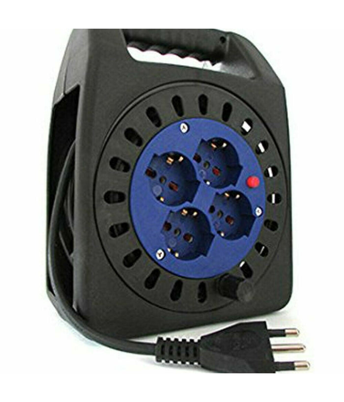 Avvolgicavo Elettrico Prolunga Corrente Avvolgi Cavo 15 Metri 4 Prese Schuko 2p         