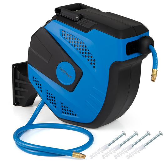 Tubo aria ibrido da 15 m con tubo di collegamento da 1,5 m, Avvolgitore retrattile per tubo aria per giardino e patio-Attrezzi da giardino