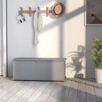 Baule Contenitore, Panca Contenitore con Coperchio Ribaltabile e Cerniere di Sicurezza, 100 x 40 x 40 cm, Grigio