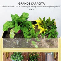 Fioriera Rialzata da 118L con 2 Fori di Drenaggio e Pareti Trasparenti, in Legno di Abete, 110x50x80 cm