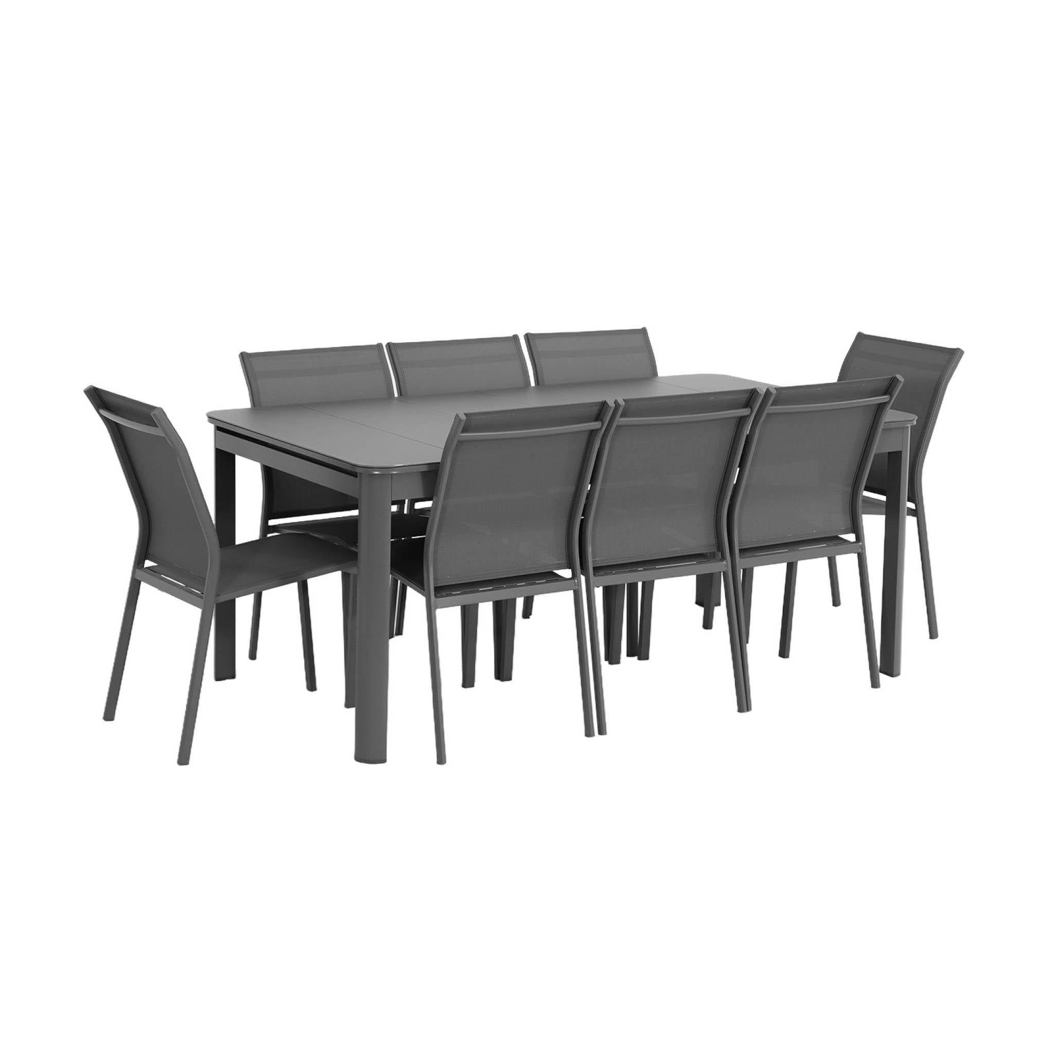 Set tavolo da giardino estensibile in alluminio con 8 sedie, antracite