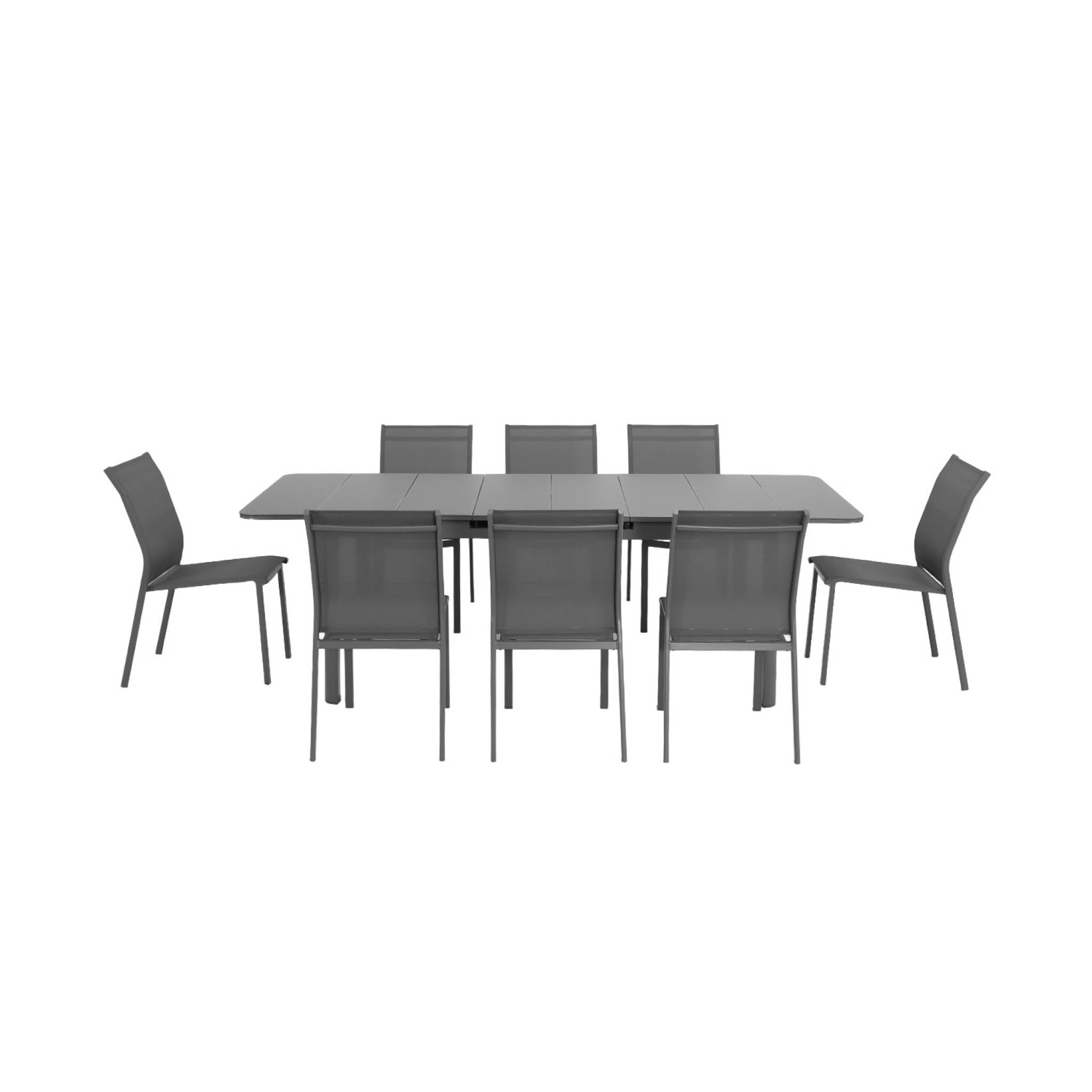 Set tavolo da giardino estensibile in alluminio con 8 sedie, antracite