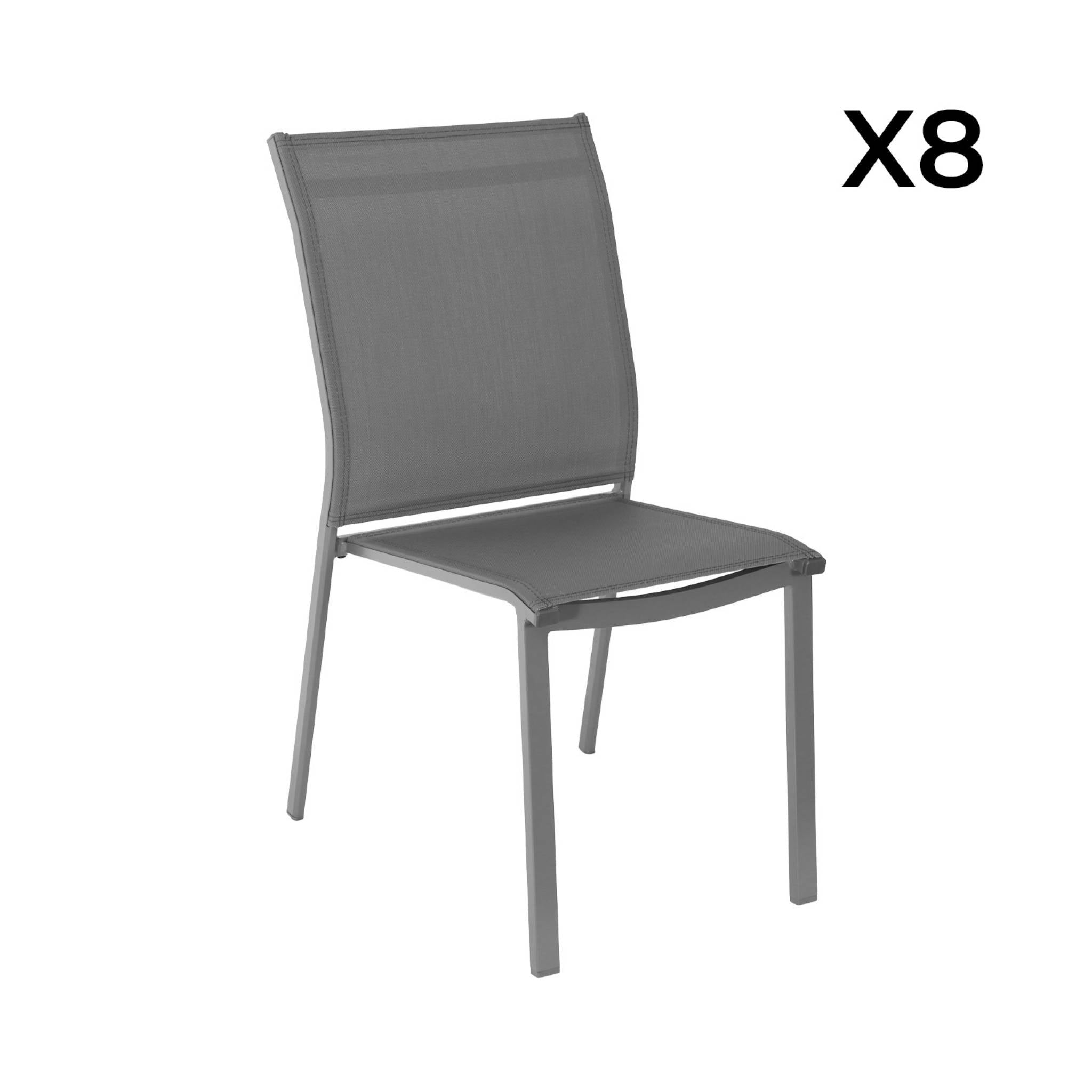 Set tavolo da giardino estensibile in alluminio con 8 sedie, antracite
