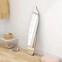 Specchio da Terra a Figura Intera senza Cornice con Forma Irregolare e Supporto 40x4x160 cm Nero e Argento