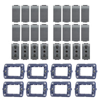 Livinglight kit 8 supporto ln4703 16 copriforo 8 prese antracite bivalente l4180