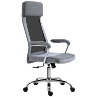 Sedia da Ufficio Ergonomica Girevole, Altezza Regolabile e Dondolamento, Poltrona in Tessuto a Rete 65x67x119-129cm Grigio