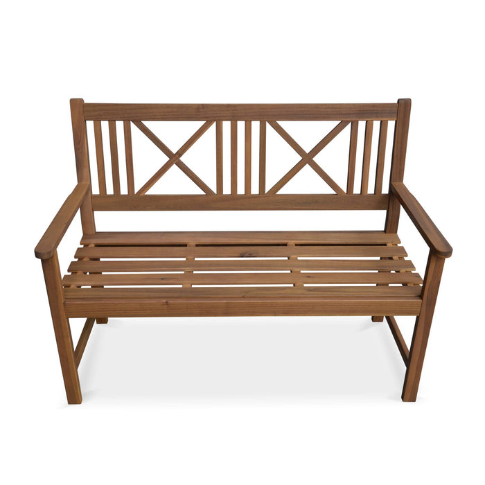 Panchina da giardino in legno 3 posti, marrone naturale