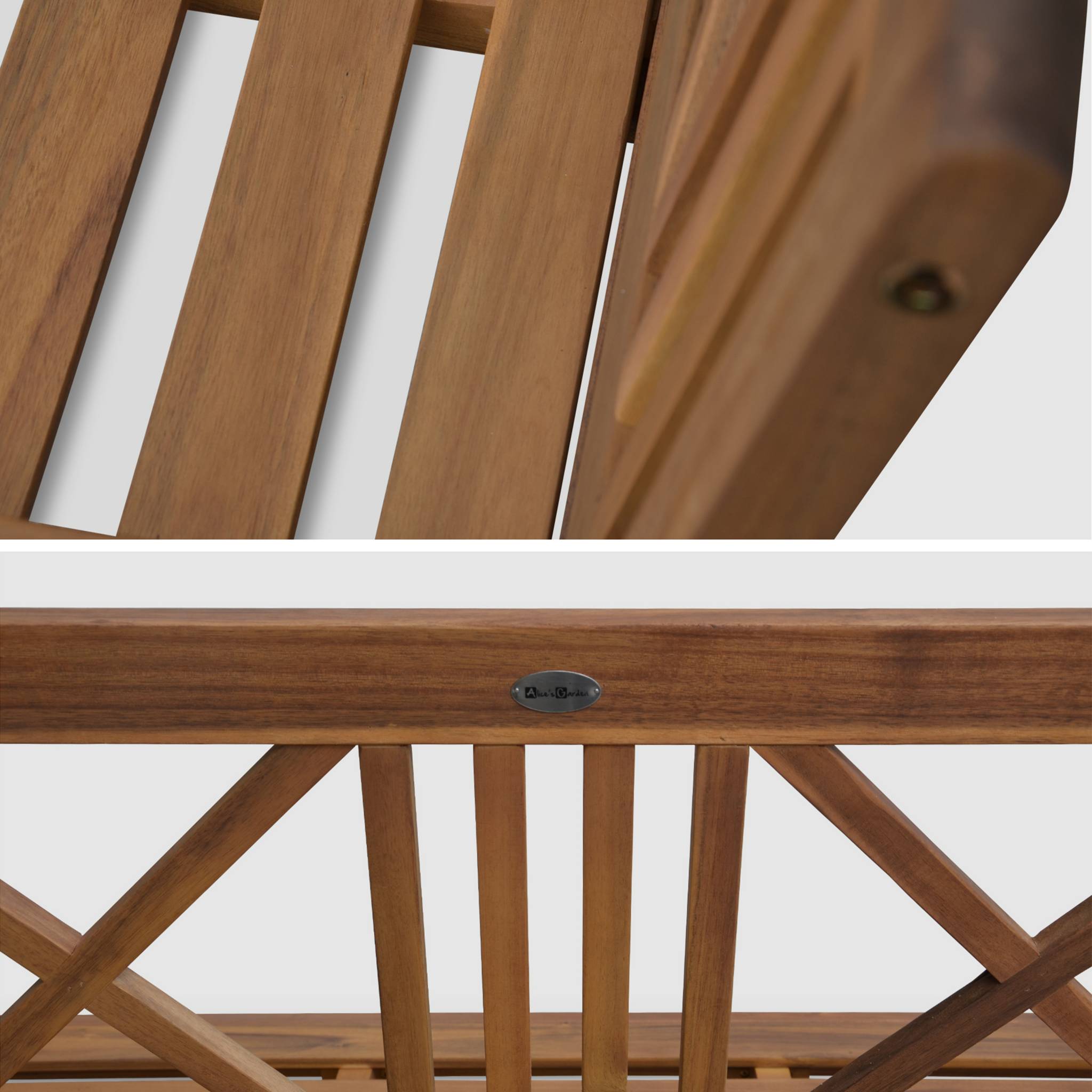 Panchina da giardino in legno 3 posti, marrone naturale