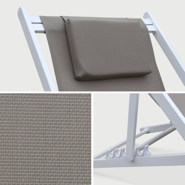 Set di 2 sedie a sdraio multiposizione in alluminio textilene, beige