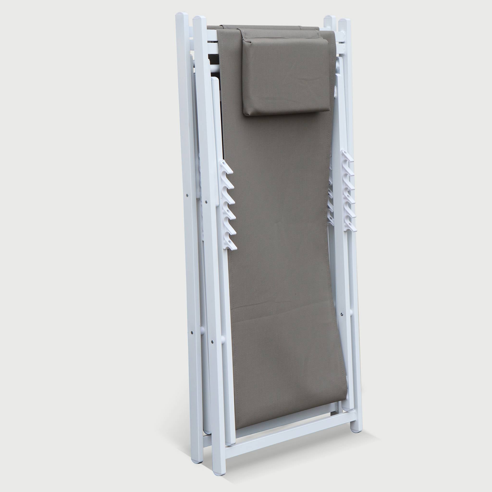 Set di 2 sedie a sdraio multiposizione in alluminio textilene, beige