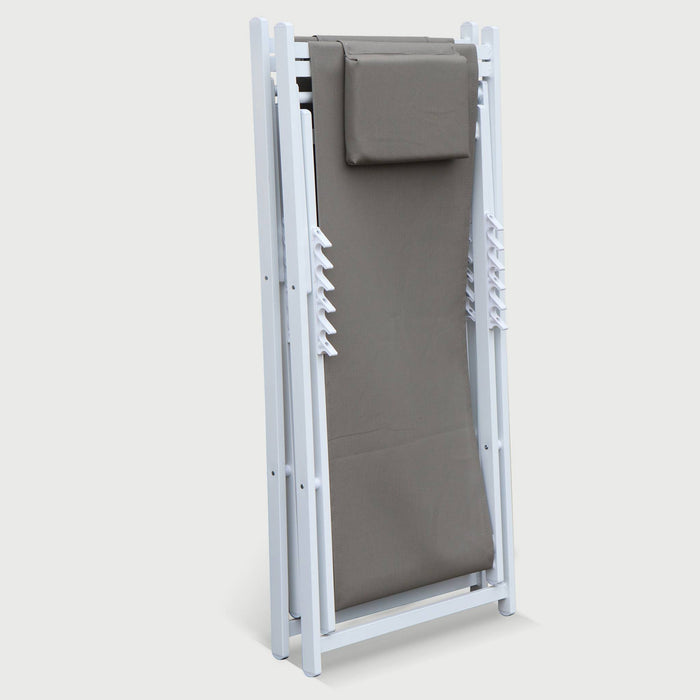 Set di 2 sedie a sdraio multiposizione in alluminio textilene, beige