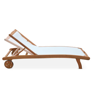 Set di 2 lettini multiposizione in legno con rotelle, bianco