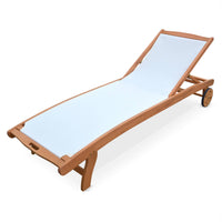 Set di 2 lettini multiposizione in legno con rotelle, bianco