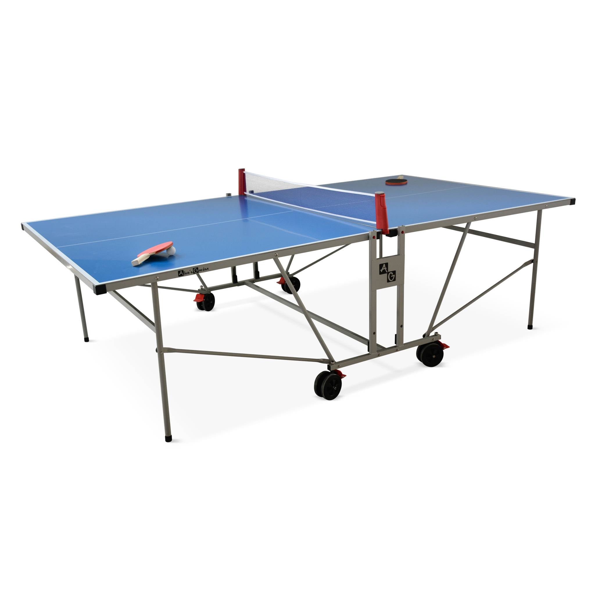 Tavolo da ping pong esterno premium con racchette e palline, blu