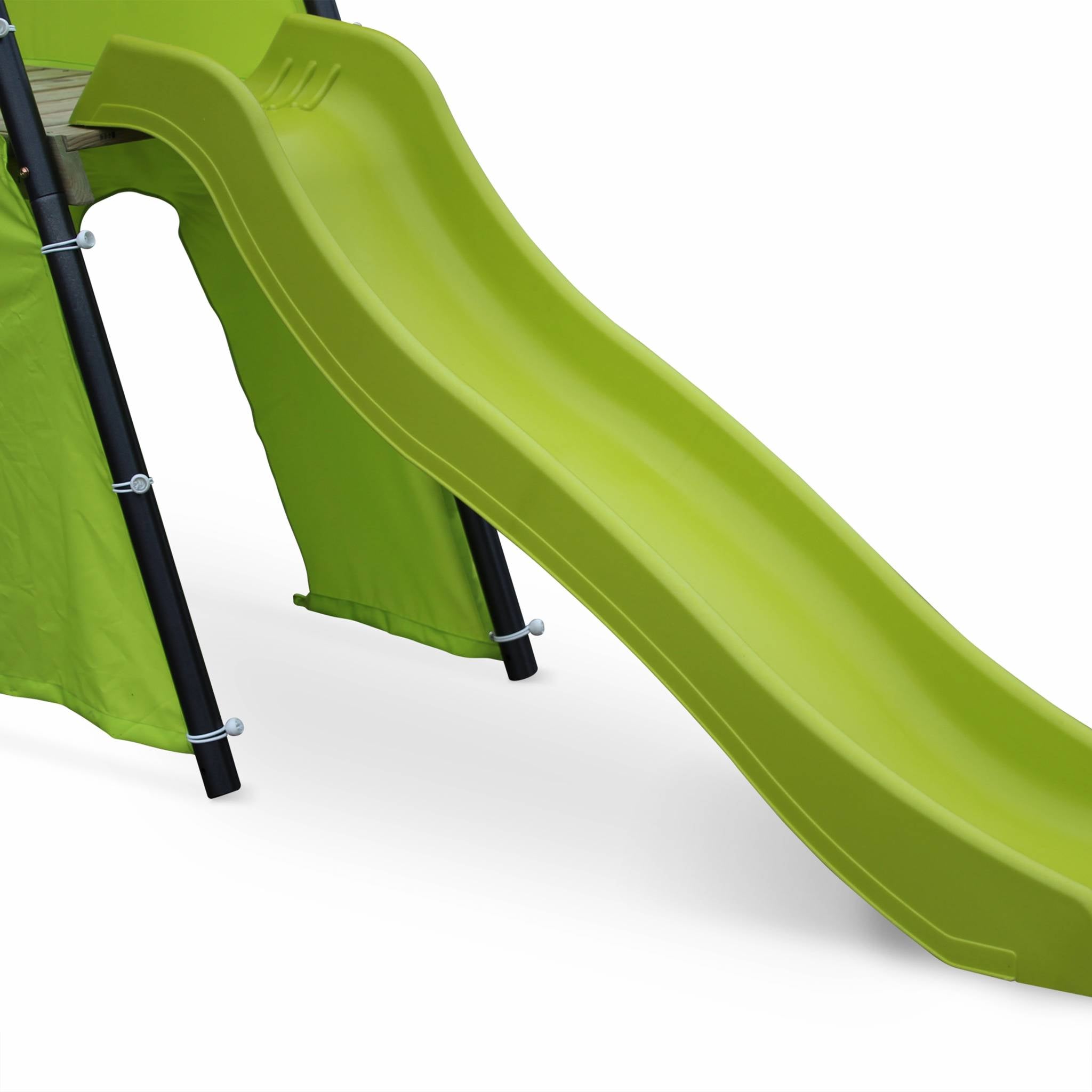 Altalena da giardino con scivolo e canestro, 6 posti, verde