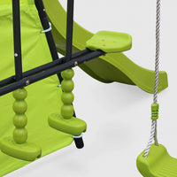 Altalena da giardino con scivolo e canestro, 6 posti, verde