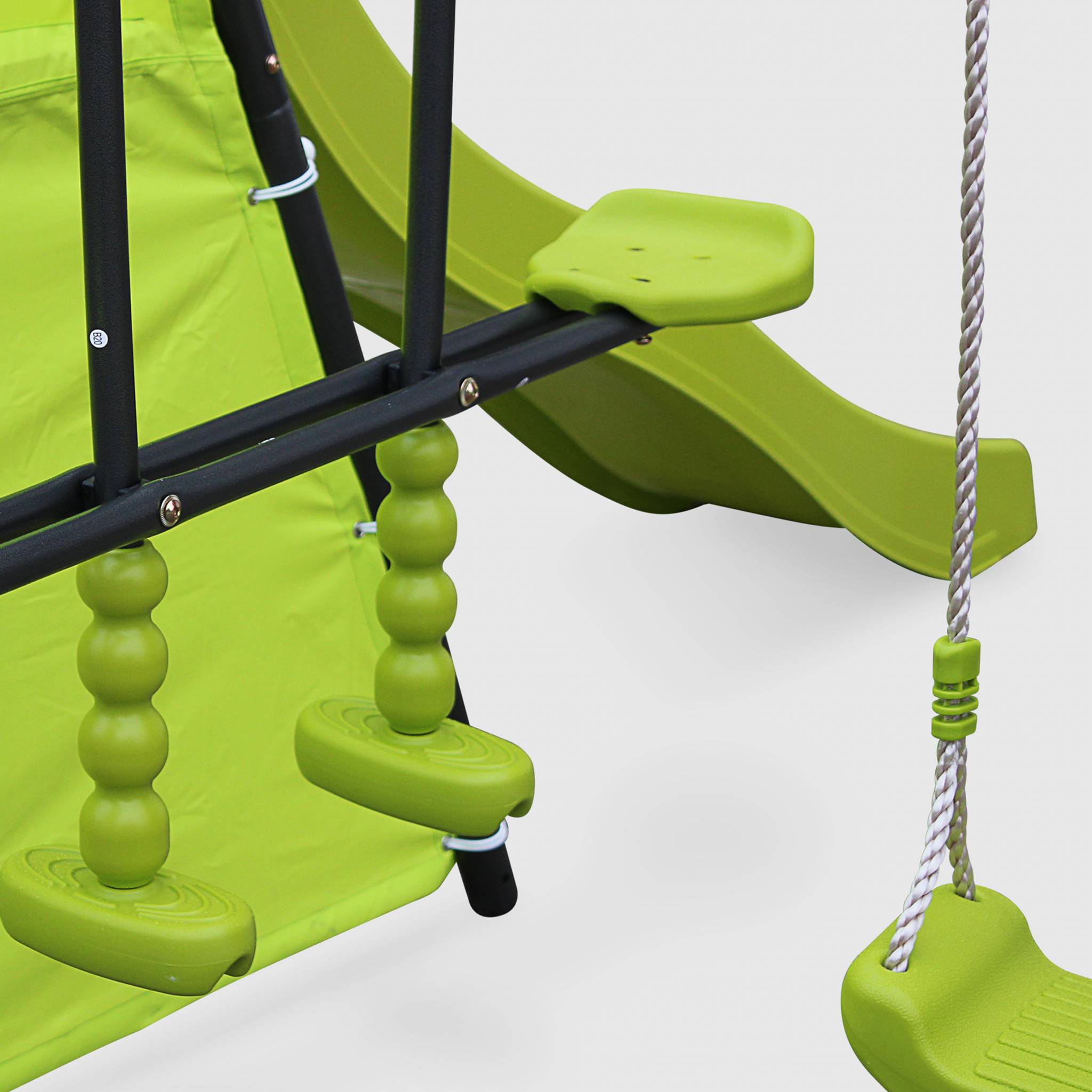Altalena da giardino con scivolo e canestro, 6 posti, verde