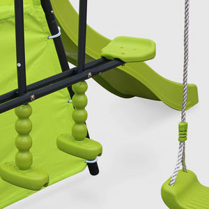 Altalena da giardino con scivolo e canestro, 6 posti, verde