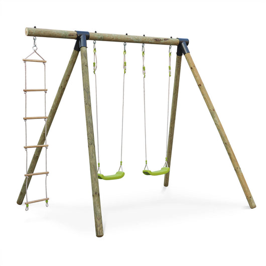 Area giochi mistral in legno con 2 altalene e scala di corda in pino