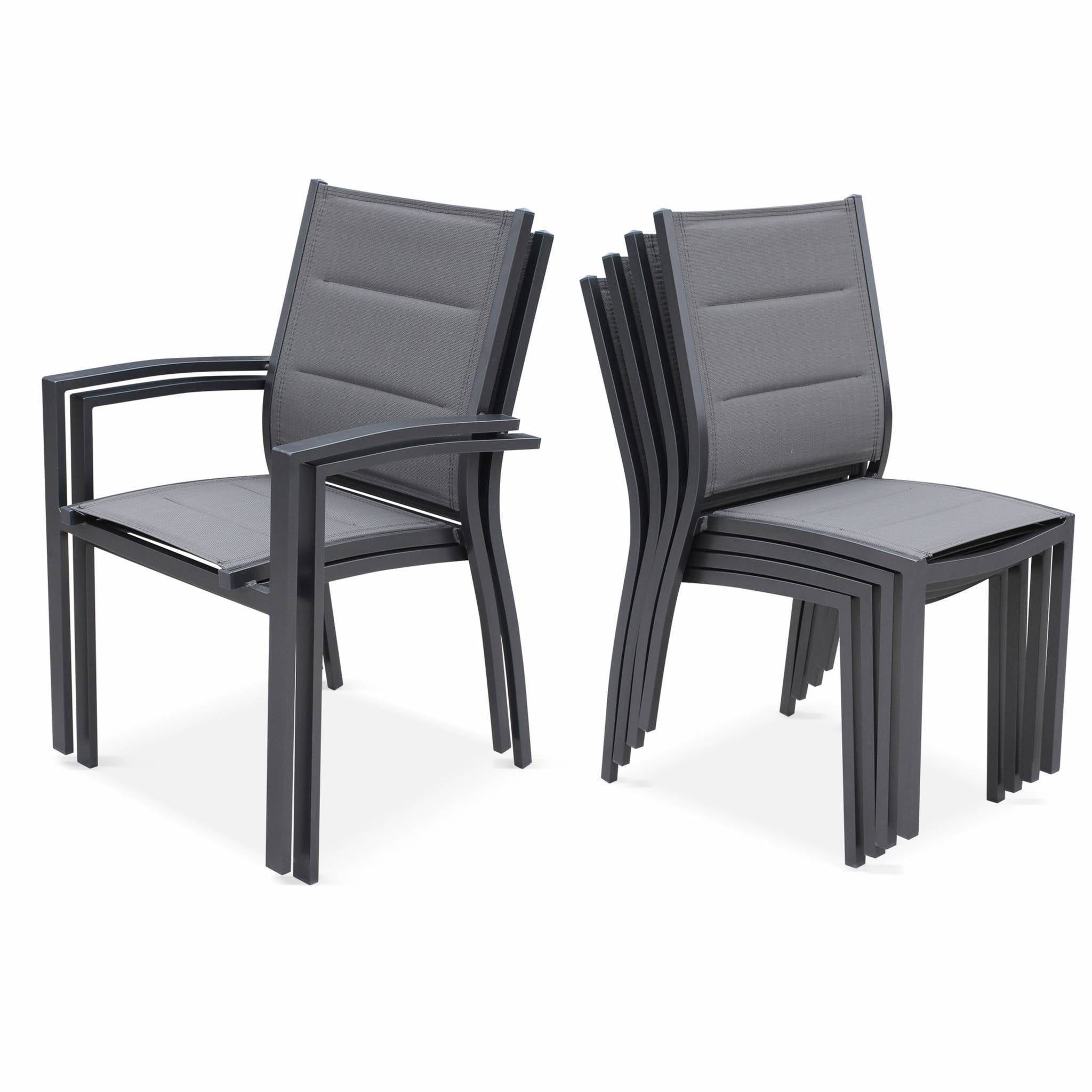 Set tavolo da giardino allungabile in alluminio, 8 posti, antracite