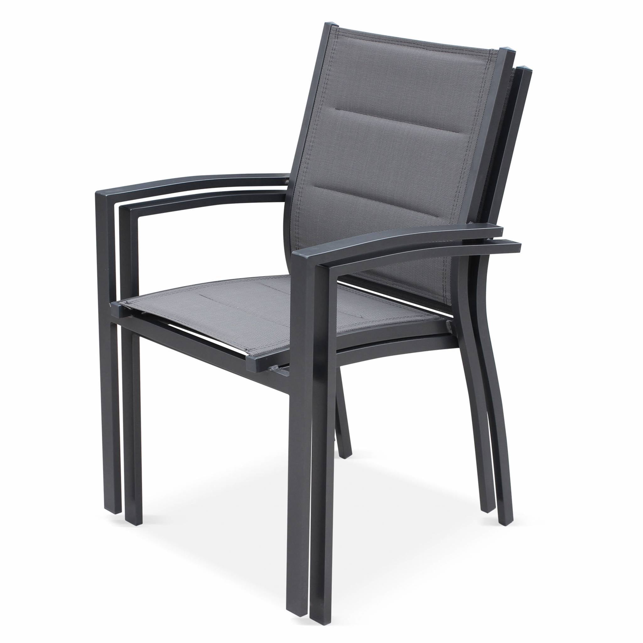 Set di 2 poltrone da giardino in alluminio e textilene, antracite