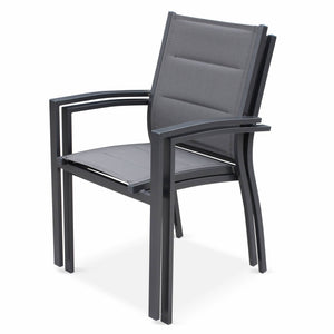 Set di 2 poltrone da giardino in alluminio e textilene, antracite