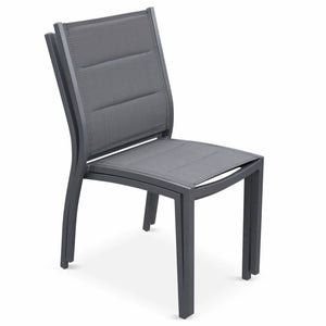 Set di 2 sedie da giardino moderne, alluminio, textilene, antracite