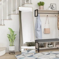 Grande Specchio a Figura Intera Rettangolare, 50 x 160 cm, Specchio da Terra, da Parete o Appoggiato al Muro, Dorato