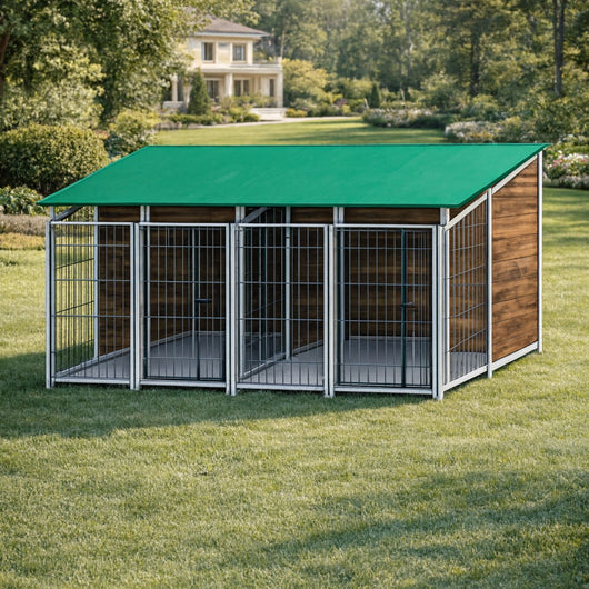 2 box per cani copertura e retro in legno zincatura a caldo ciascuno da 200x200xh180 cm