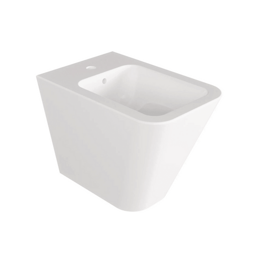 Coppia Di Sanitari Azzurra Ceramica Da Terra Filo Muro Senza Brida Bianco Lucido "Build"