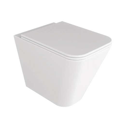 Coppia Di Sanitari Azzurra Ceramica Da Terra Filo Muro Senza Brida Bianco Lucido "Build"