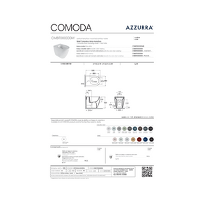 Coppia Di Sanitari Azzurra Ceramica Da Terra Filo Muro Senza Brida Bianco Opaco "Comoda"