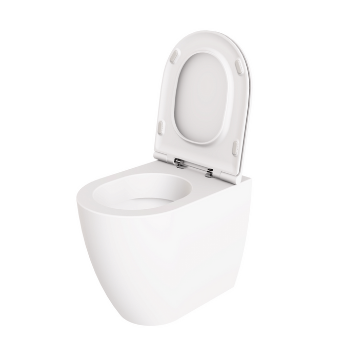 Coppia Di Sanitari Azzurra Ceramica Da Terra Filo Muro Senza Brida Bianco Opaco "Comoda"