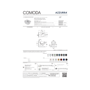 Azzurra Ceramica "Comoda" Coppia Di Sanitari Sospesi Bianco Opaco Senza Brida