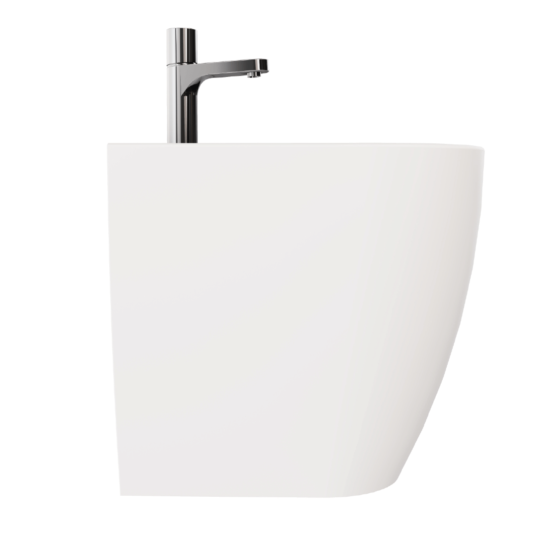 Coppia Di Sanitari Azzurra Ceramica Da Terra Filo Muro Senza Brida Bianco Lucido "Comoda"