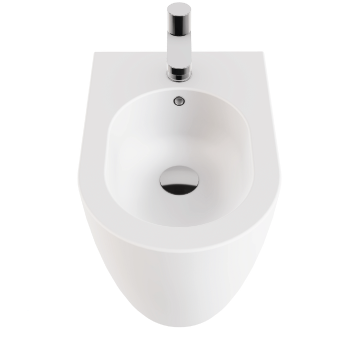 Coppia Di Sanitari Azzurra Ceramica Da Terra Filo Muro Senza Brida Bianco Lucido "Comoda"