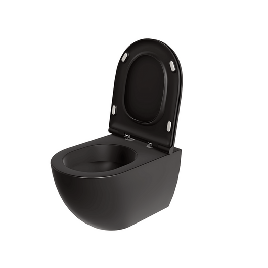 Wc Sospeso Senza Brida Azzurra Ceramica "Comoda" Nero Opaco