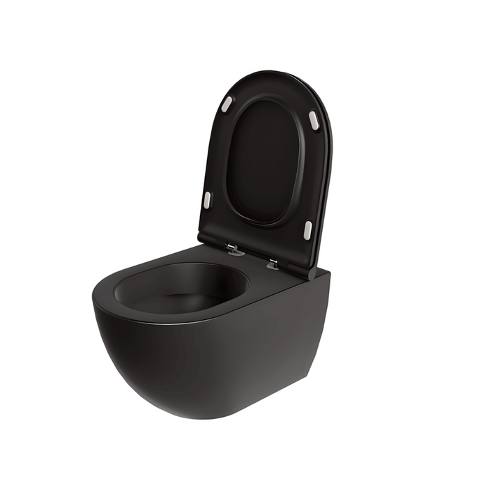 Wc Sospeso Senza Brida Azzurra Ceramica "Comoda" Nero Opaco