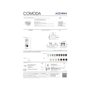 Wc Sospeso Senza Brida Azzurra Ceramica "Comoda" Nero Opaco