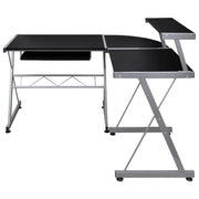 Scrivania | Tavolo da Ufficio Computer Angolare Nera 132x112x99cm Legno Multistrato