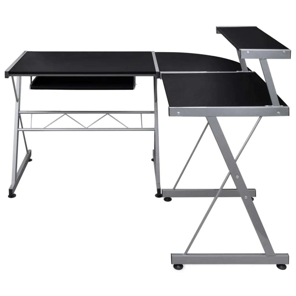 Scrivania | Tavolo da Ufficio Computer Angolare Nera 132x112x99cm Legno Multistrato