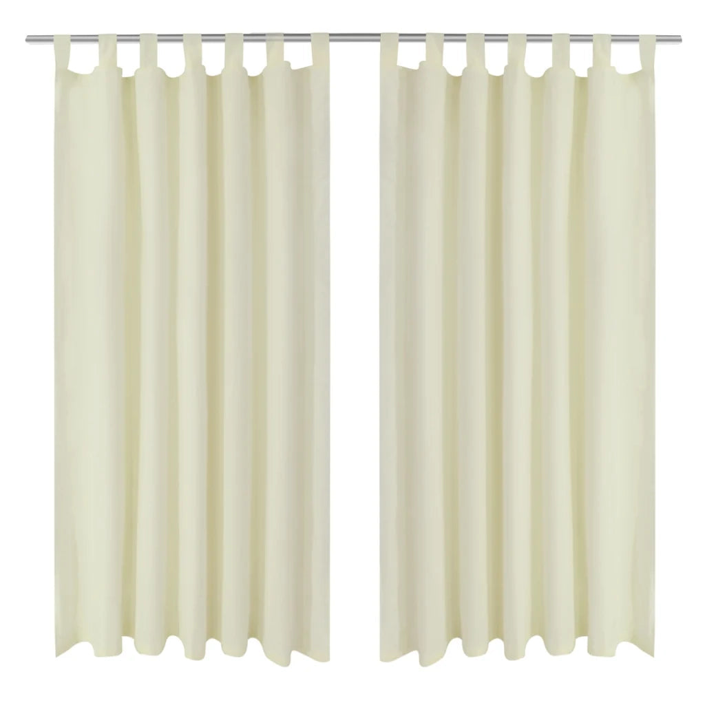 Set di 2 tende in micro raso color crema con passanti 140 x 245 cm decorazione per finestra 4002015