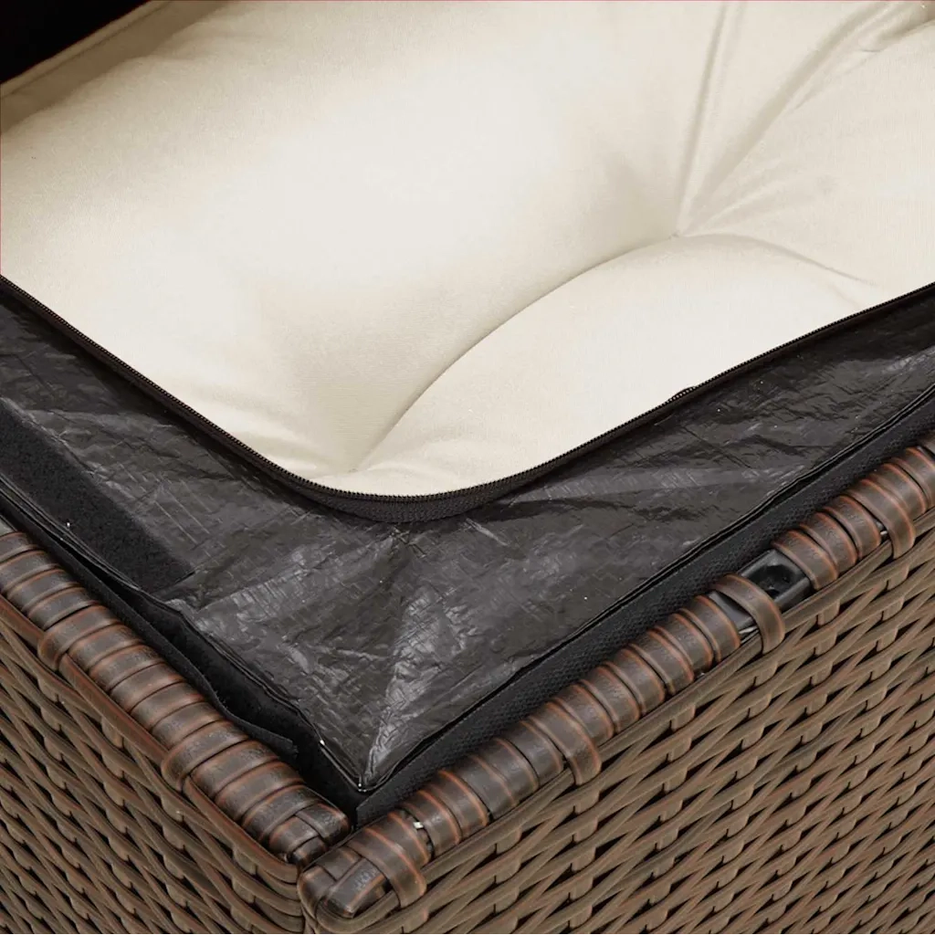 Sedia Giardino Senza Braccioli con Cuscini Polyrattan Marrone CFW6584731