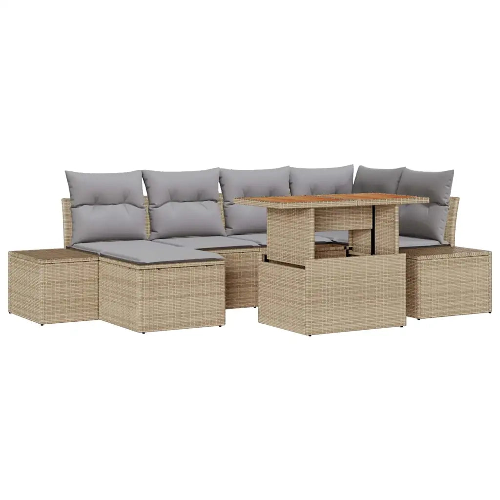 Set Divano da Giardino 7 pcs Beige Poly Rattan 3358723