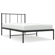 Letto singolo | Letto per adulti | Giroletto con Testiera in Metallo Nero 90x190 cm