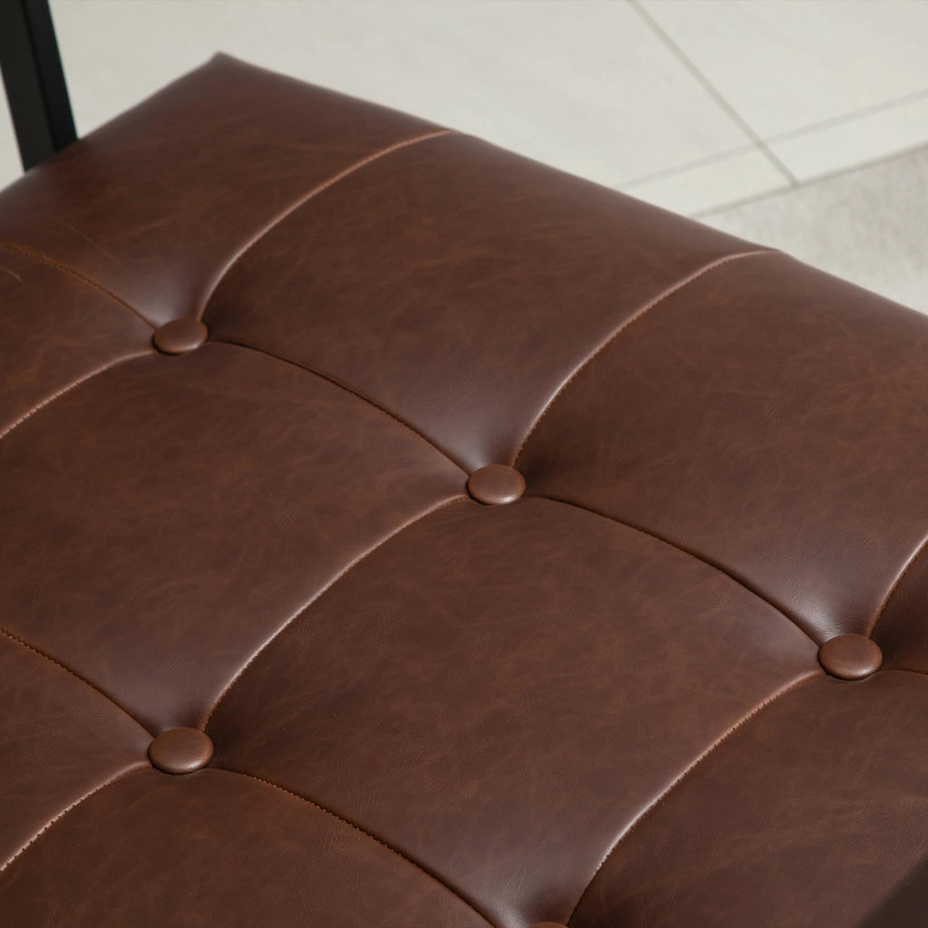 EasyComfort Poltrona Imbottita Stile Industriale Trapuntata a Bottoni, Arredamento Moderno Poltroncina da Ingresso in Metallo e PU, 75x81x78cm Marrone