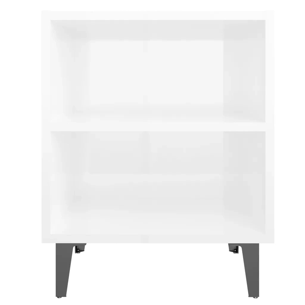 Comodino con Gambe in Metallo Bianco Lucido 40x30x50 cm cod mxl 31049